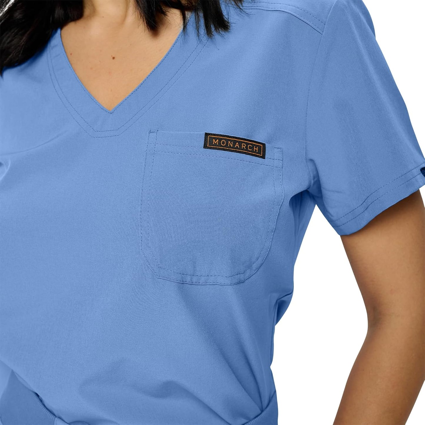 Monarch Uniforms Women's Scrub Top One Pocket Tuck-In Scrub Top - Ceil Blue