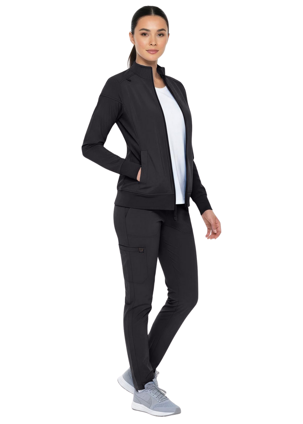 Women's Scrub Jacket Zippered Warm-up Jacket