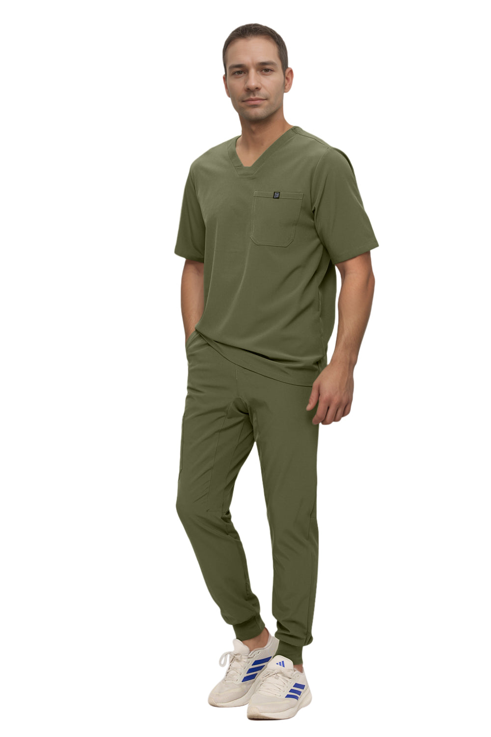 Monarch Uniforms Men's Jogger Scrub Set Tuck-in Scrubs for Men with Jogger Pants and One Pocket Top