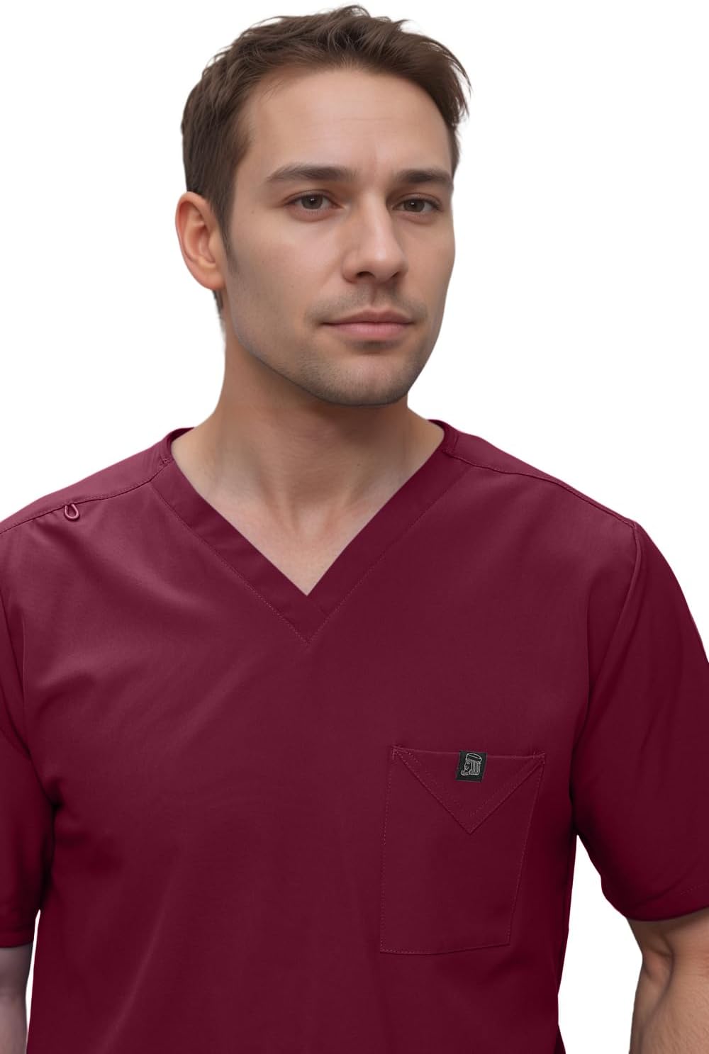 Monarch Uniforms Men's Scrub Set V-Neck Scrub Sets with Nine Large Pockets - Burgundy