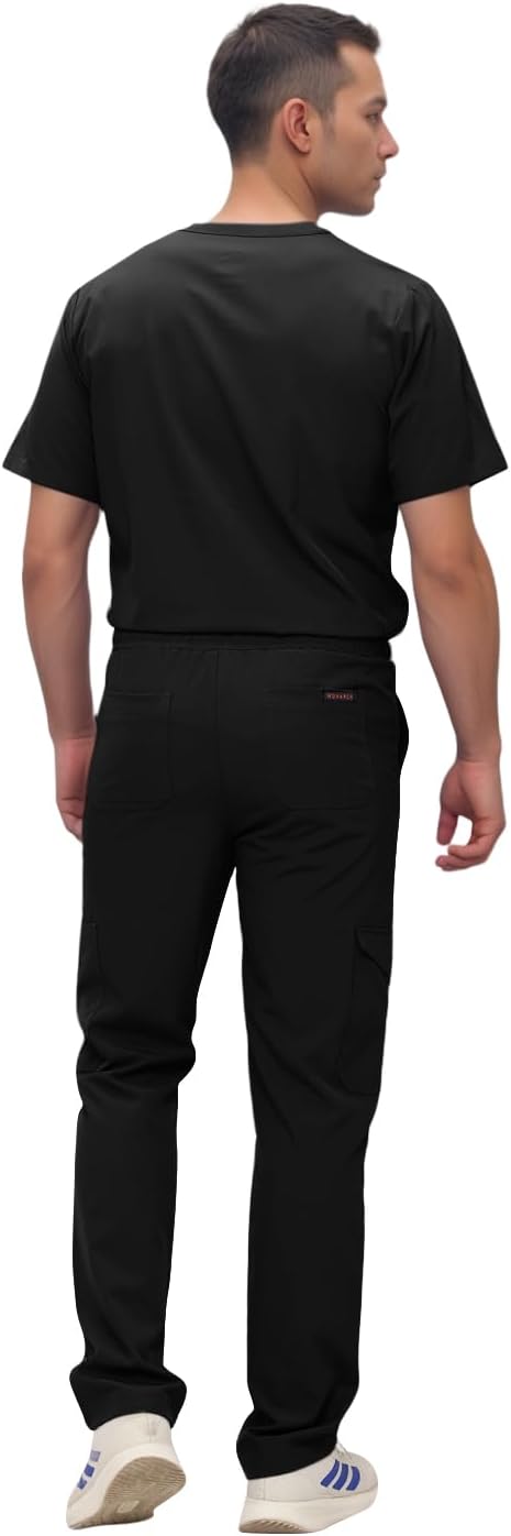Monarch Uniforms Men's Scrub Set V-Neck Scrub Sets with Nine Large Pockets - Black