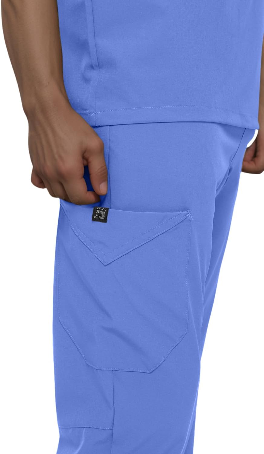 Monarch Uniforms Men's Jogger Scrub Set Tuck-in Scrubs for Men with Jogger Pants and One Pocket Top - Ceil Blue