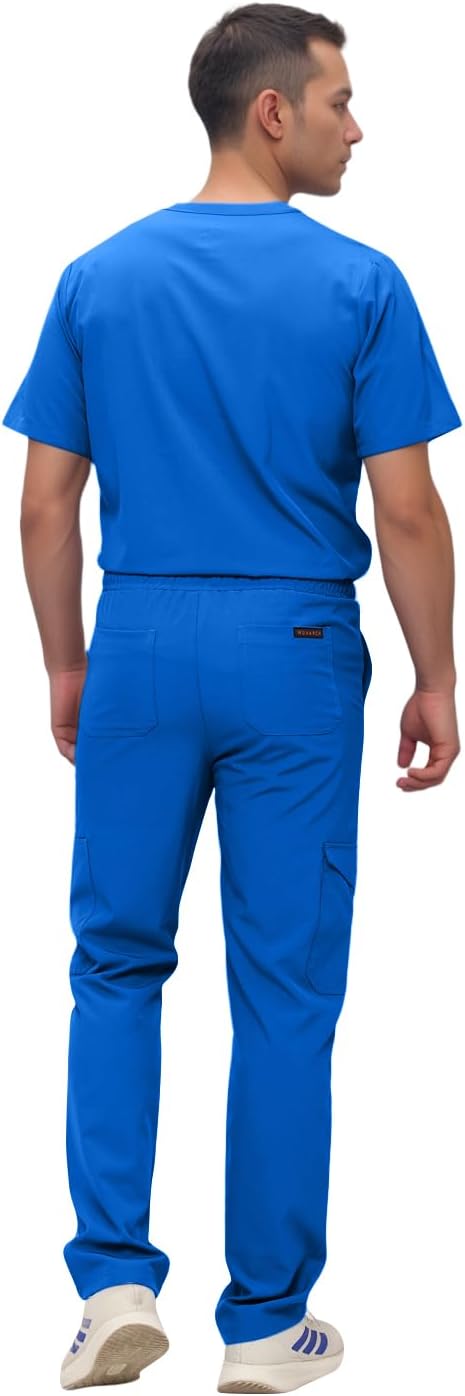 Monarch Uniforms Men's Scrub Set V-Neck Scrub Sets with Nine Large Pockets - Royal Blue