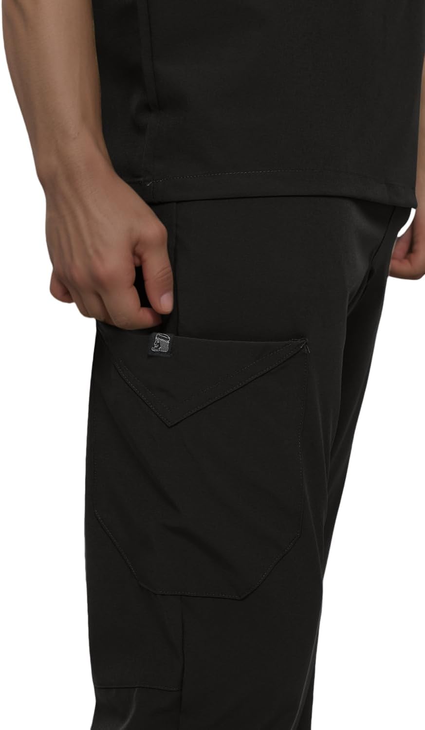 Monarch Uniforms Men's Jogger Scrub Set Tuck-in Scrubs for Men with Jogger Pants and One Pocket Top - Black
