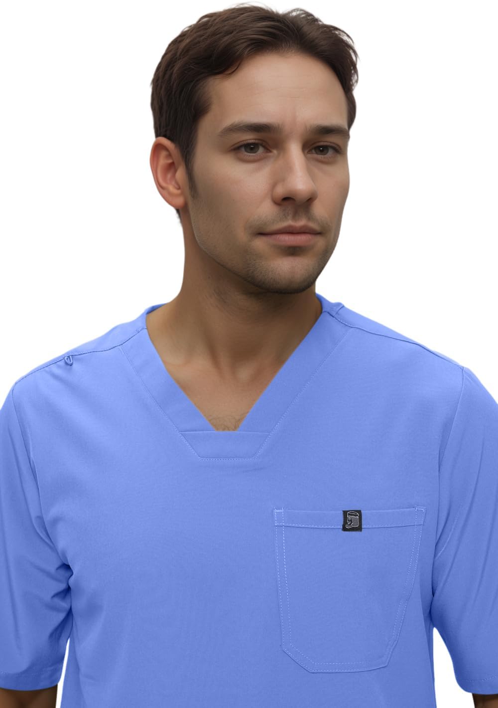 Monarch Uniforms Men's Jogger Scrub Set Tuck-in Scrubs for Men with Jogger Pants and One Pocket Top - Ceil Blue