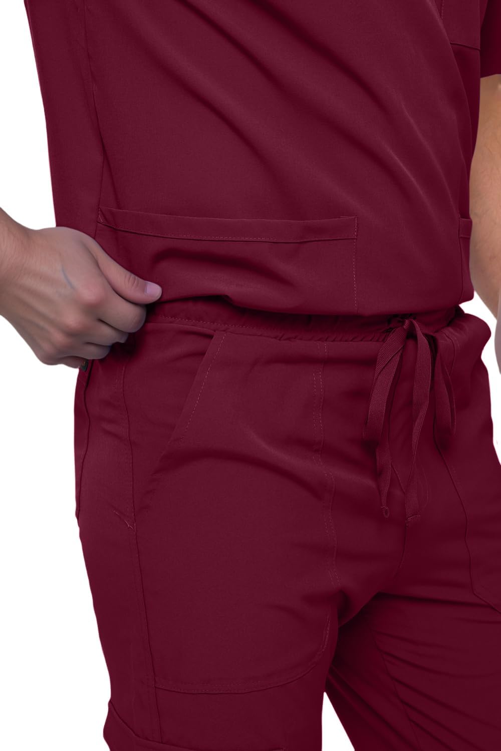 Monarch Uniforms Men's Scrub Set V-Neck Scrub Sets with Nine Large Pockets - Burgundy