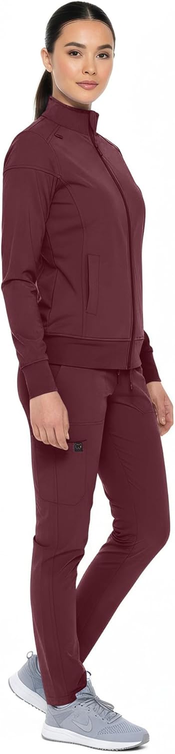Monarch Uniforms Women's Scrub Jacket Zippered Warm-up Jacket - Burgundy
