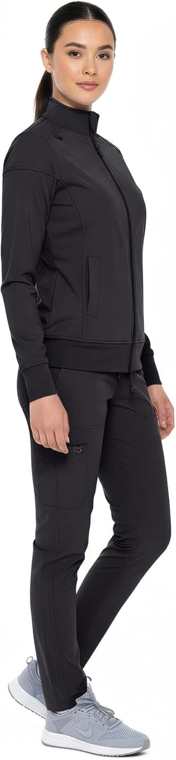 Monarch Uniforms Women's Scrub Jacket Zippered Warm-up Jacket - Black