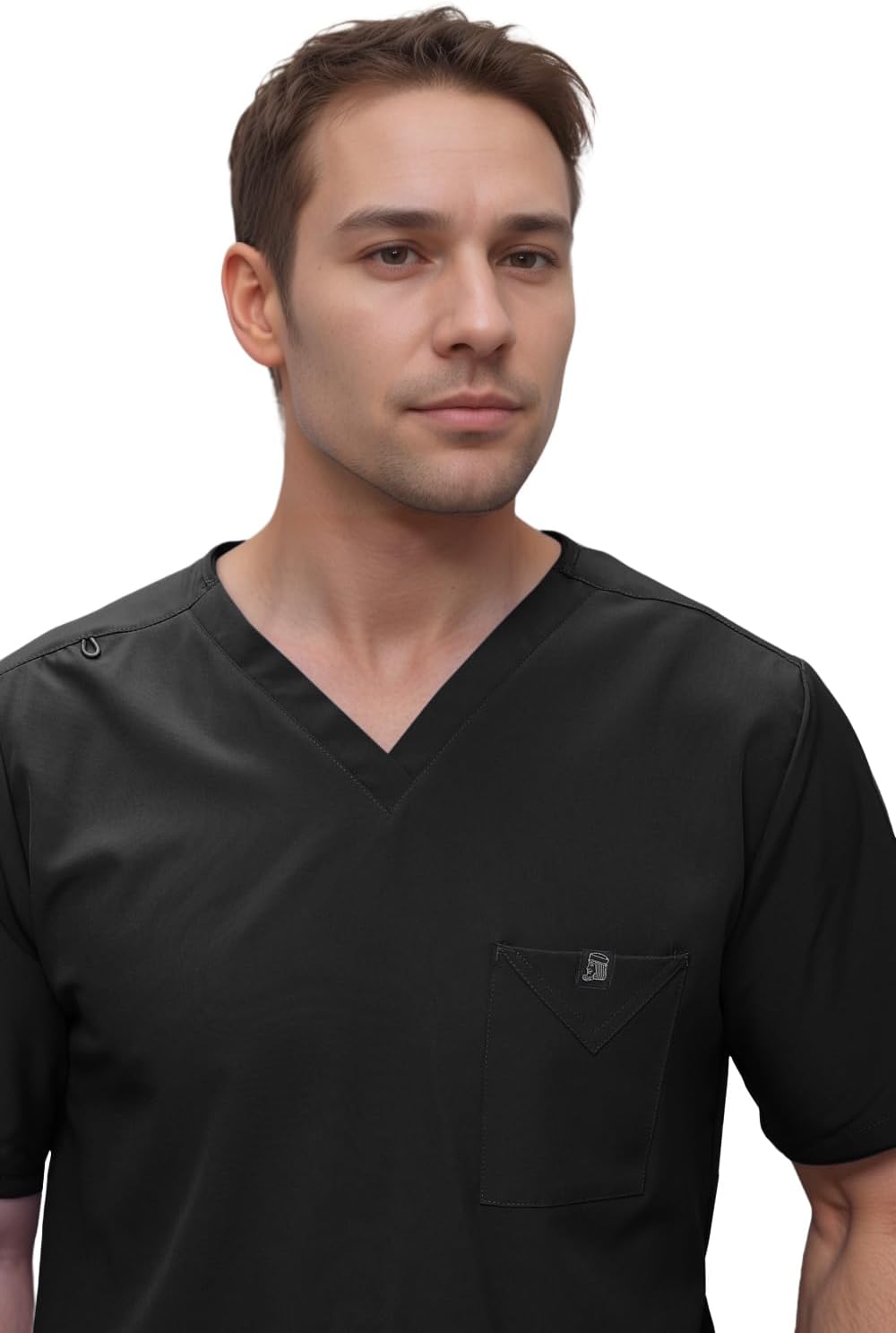 Monarch Uniforms Men's Scrub Set V-Neck Scrub Sets with Nine Large Pockets - Black