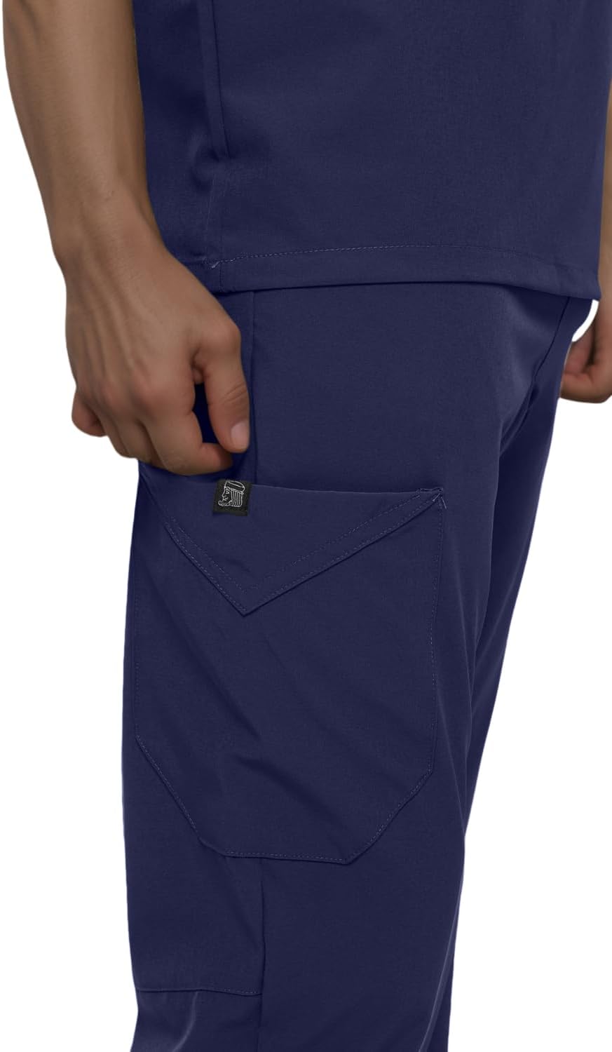 Monarch Uniforms Men's Jogger Scrub Set Tuck-in Scrubs for Men with Jogger Pants and One Pocket Top - Navy Blue