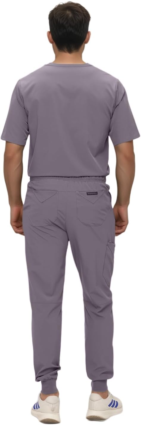Monarch Uniforms Men's Jogger Scrub Set Tuck-in Scrubs for Men with Jogger Pants and One Pocket Top - Charcoal
