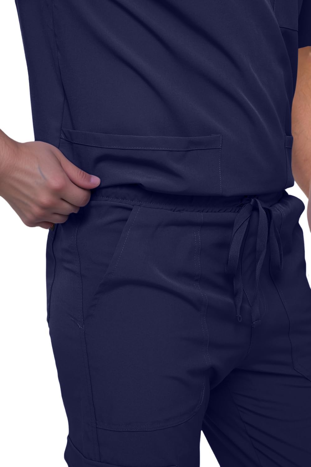 Monarch Uniforms Men's Scrub Set V-Neck Scrub Sets with Nine Large Pockets - Navy Blue