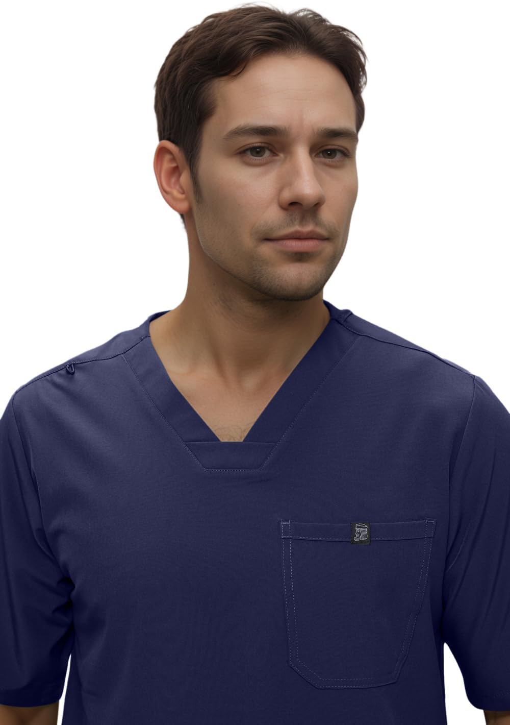 Monarch Uniforms Men's Jogger Scrub Set Tuck-in Scrubs for Men with Jogger Pants and One Pocket Top - Navy Blue