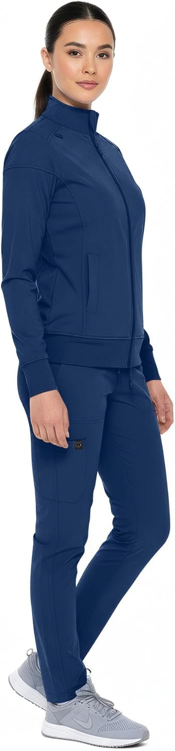 Monarch Uniforms Women's Scrub Jacket Zippered Warm-up Jacket - Navy Blue