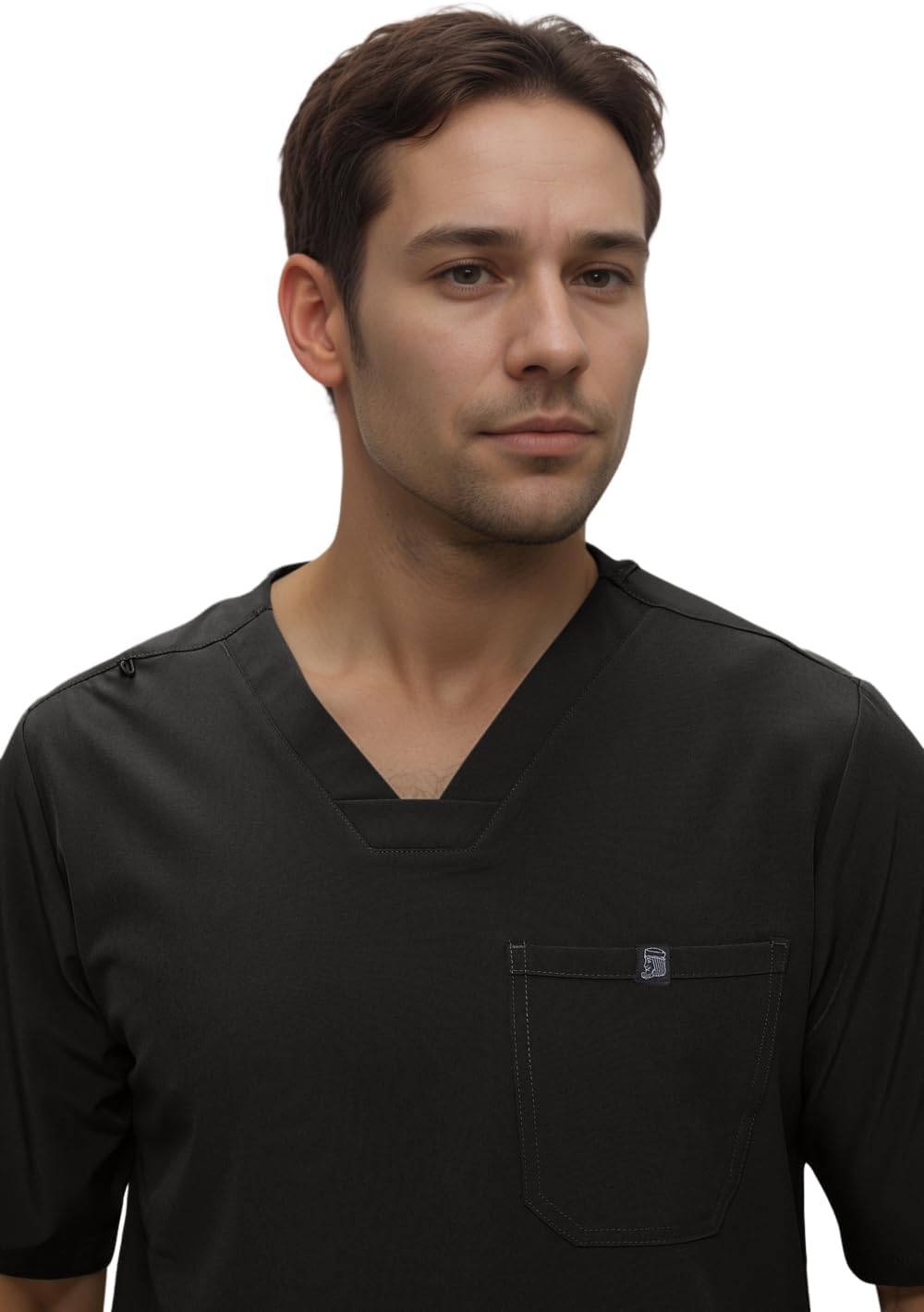 Monarch Uniforms Men's Jogger Scrub Set Tuck-in Scrubs for Men with Jogger Pants and One Pocket Top - Black
