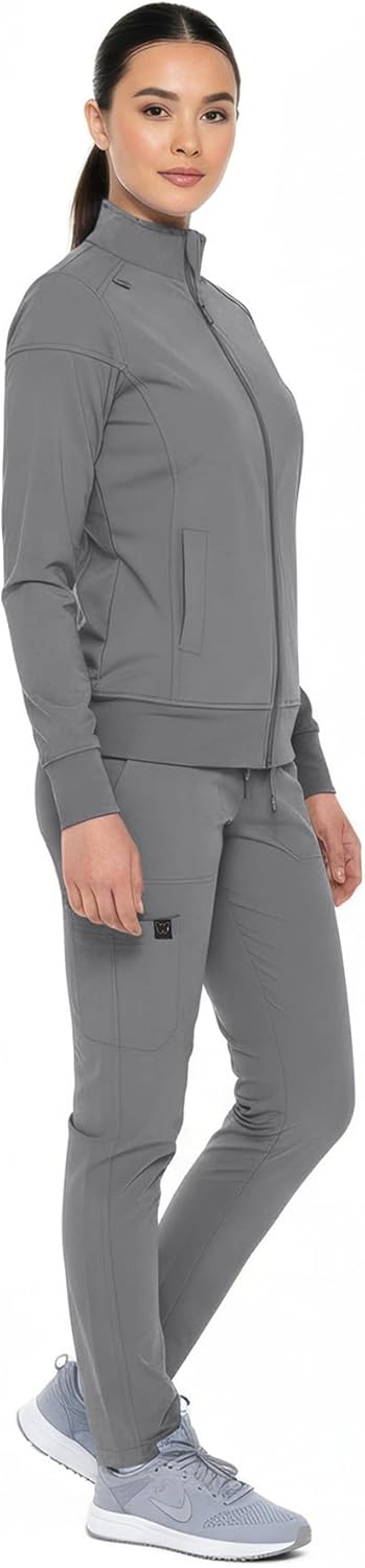 Monarch Uniforms Women's Scrub Jacket Zippered Warm-up Jacket - Light Charcoal