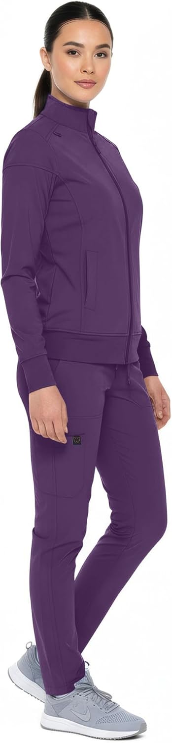 Monarch Uniforms Women's Scrub Jacket Zippered Warm-up Jacket - Eggplant