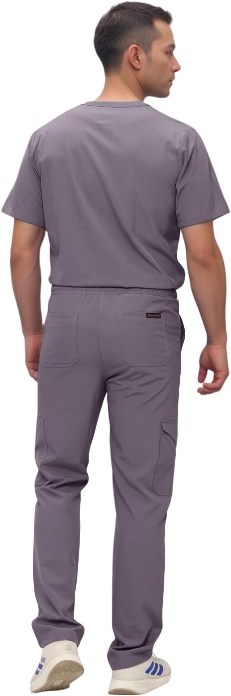 Monarch Uniforms Men's Scrub Set V-Neck Scrub Sets with Nine Large Pockets - Charcoal