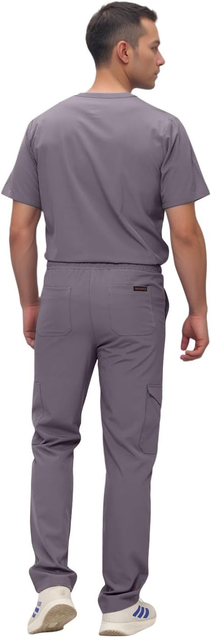 Monarch Uniforms Men's Scrub Set V-Neck Scrub Sets with Nine Large Pockets - Charcoal