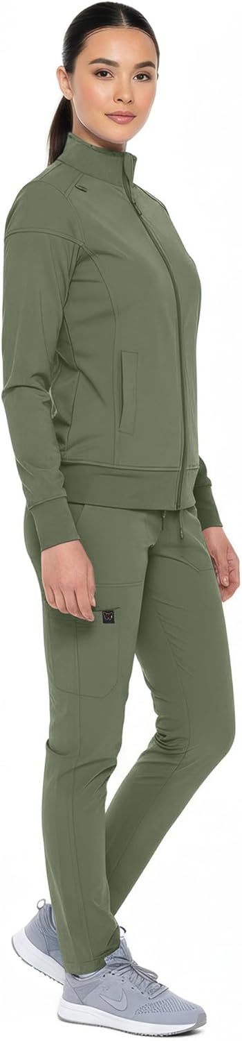 Monarch Uniforms Women's Scrub Jacket Zippered Warm-up Jacket - Olive Green