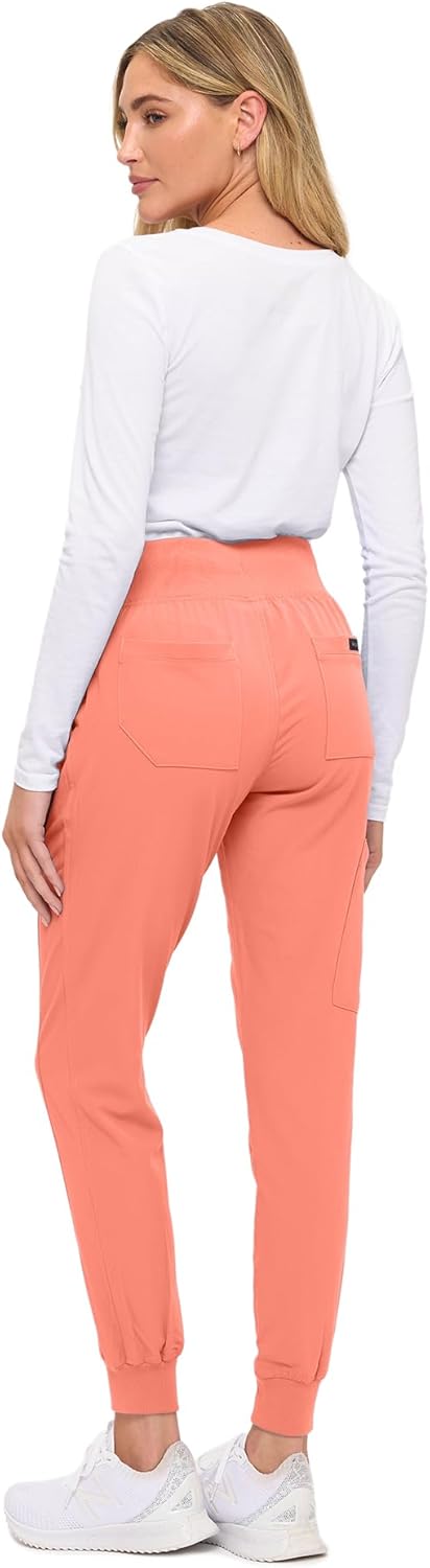 Monarch Uniforms Women's Soft Stretch Jogger Scrub Pants – Ultra Comfortable, Flexible Medical Uniform Pants - Coral