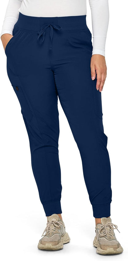 Monarch Uniforms Women's Jogger Scrubs Ribbed Jogger Scrub Pants for Women - Navy
