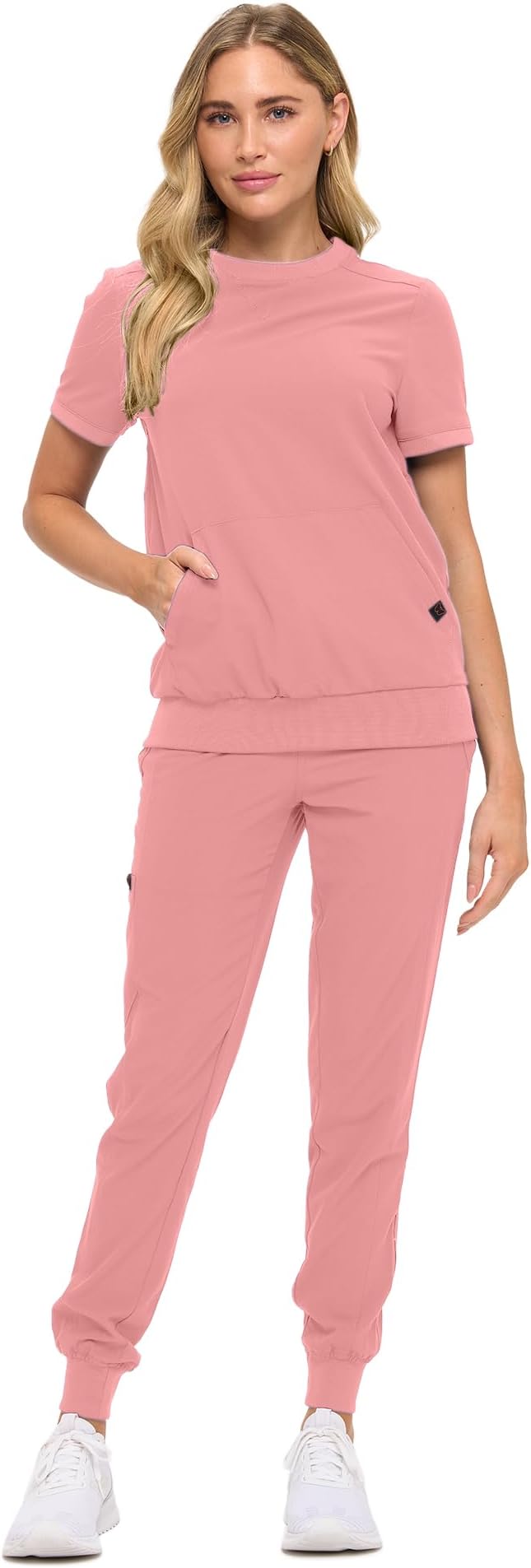 Women’s Scrub Set – Soft Stretch Fabric, Modern Fit Jogger Pants & Crew Neck Top