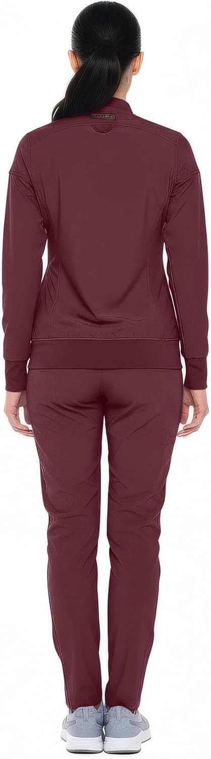 Monarch Uniforms Women's Scrub Jacket Zippered Warm-up Jacket - Burgundy
