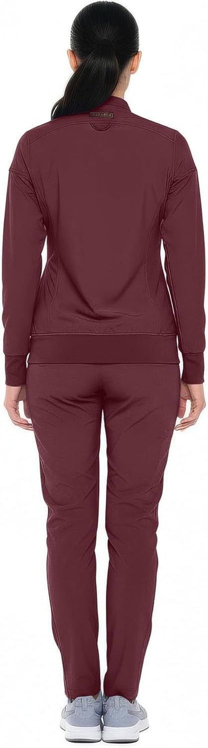Monarch Uniforms Women's Scrub Jacket Zippered Warm-up Jacket - Burgundy