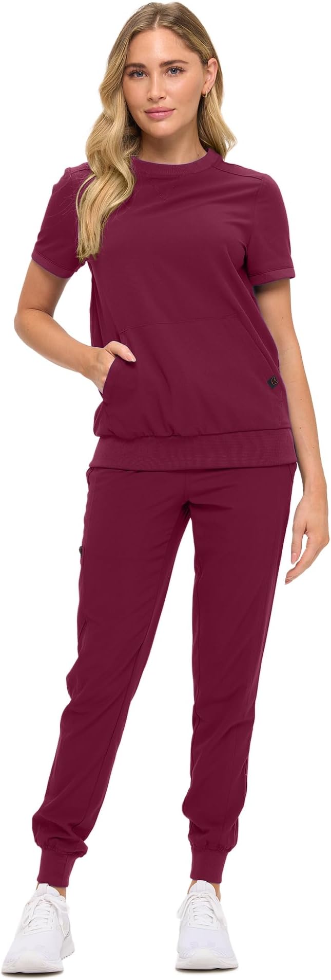 Women’s Scrub Set – Soft Stretch Fabric, Modern Fit Jogger Pants & Crew Neck Top