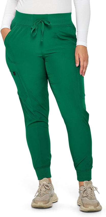 Monarch Uniforms Women's Jogger Scrubs Ribbed Jogger Scrub Pants for Women - Hunter Green