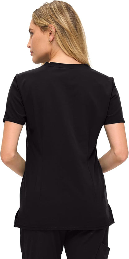 Monarch Uniforms Women's Scrub Top – Comfortable Stretch V-Neck Medical Shirt with Pockets - Black
