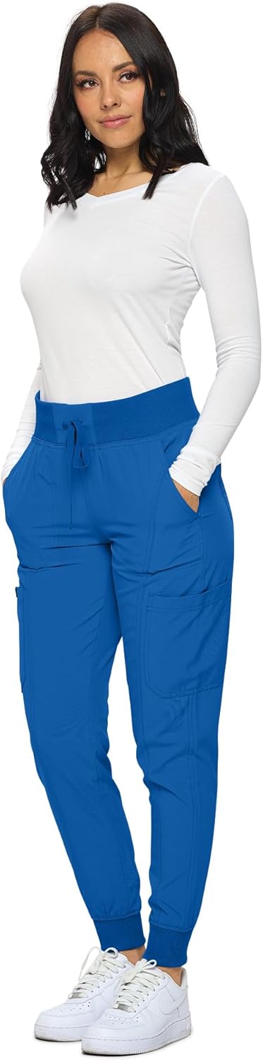 Monarch Uniforms Women's Jogger Scrubs Ribbed Jogger Scrub Pants for Women - Royal Blue