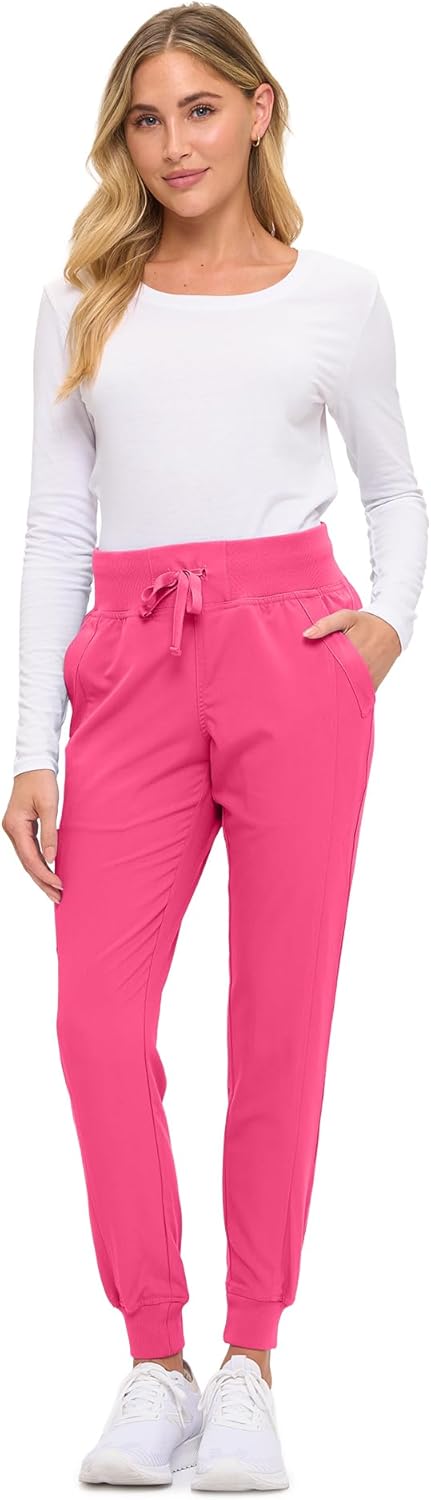 Monarch Uniforms Women's Soft Stretch Jogger Scrub Pants – Ultra Comfortable, Flexible Medical Uniform Pants - Hot Pink