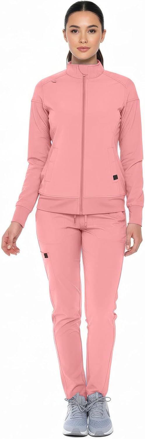 Monarch Uniforms Women's Scrub Jacket Zippered Warm-up Jacket - Mauve