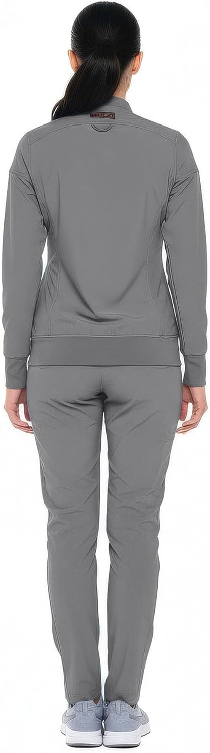 Monarch Uniforms Women's Scrub Jacket Zippered Warm-up Jacket - Light Charcoal