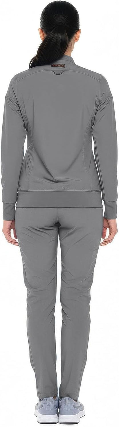 Monarch Uniforms Women's Scrub Jacket Zippered Warm-up Jacket - Light Charcoal