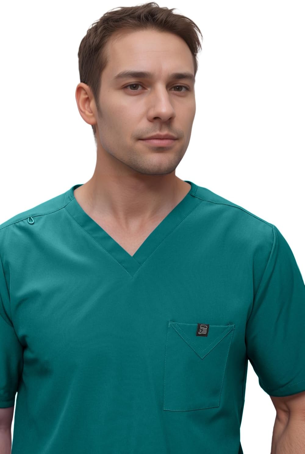 Monarch Uniforms Men's Scrub Set V-Neck Scrub Sets with Nine Large Pockets - Hunter Green