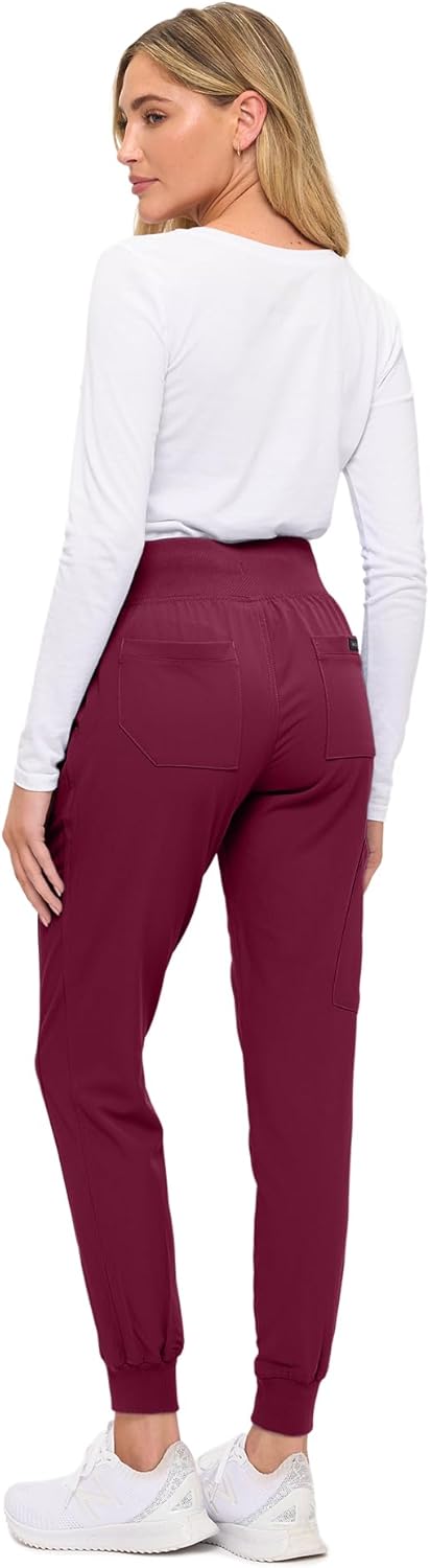 Monarch Uniforms Women's Soft Stretch Jogger Scrub Pants – Ultra Comfortable, Flexible Medical Uniform Pants - Burgundy