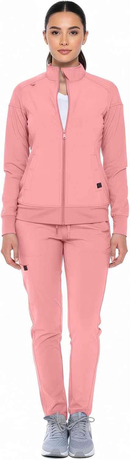 Monarch Uniforms Women's Scrub Jacket Zippered Warm-up Jacket - Mauve