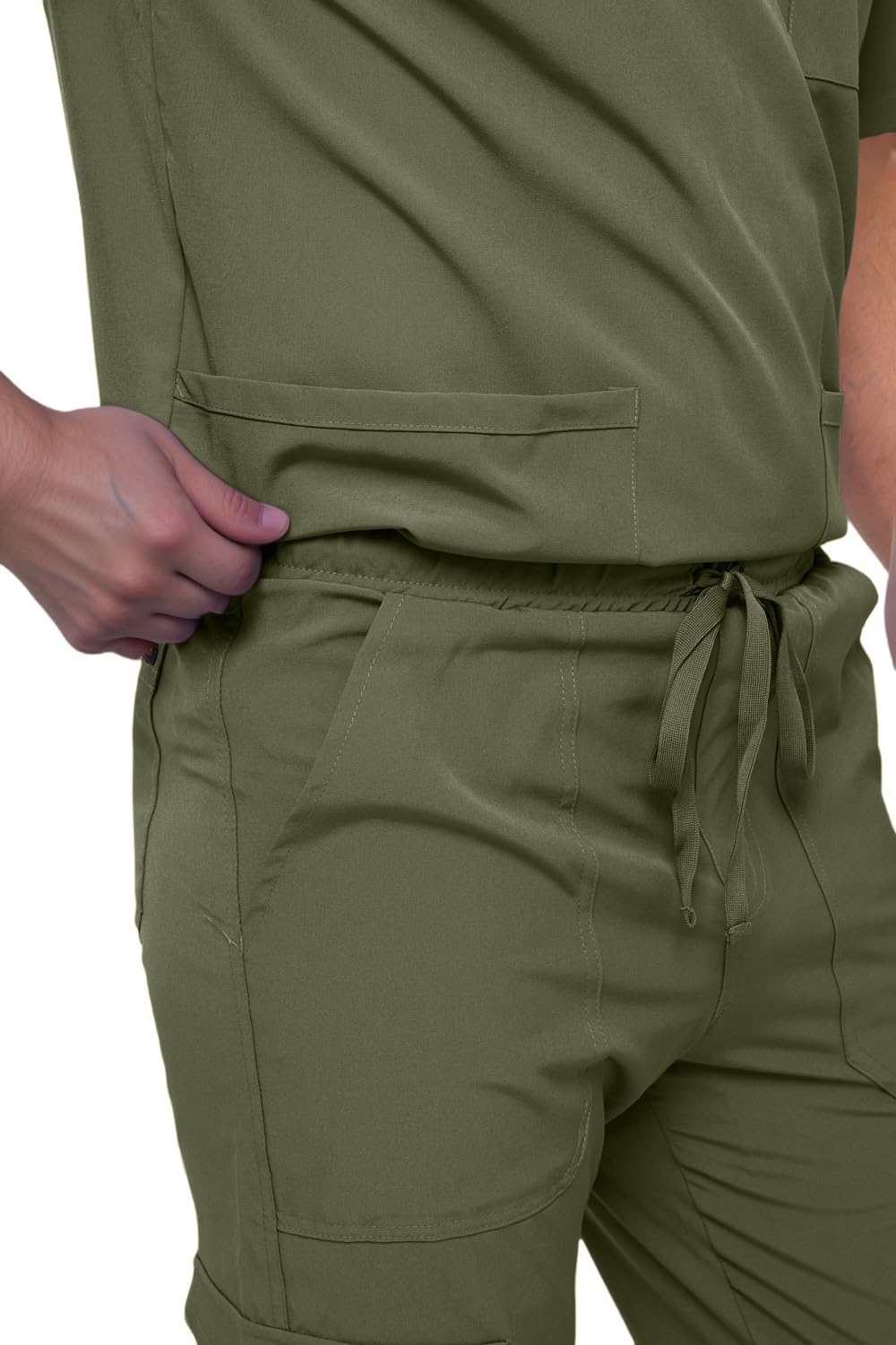 Monarch Uniforms Men's Scrub Set V-Neck Scrub Sets with Nine Large Pockets - Olive