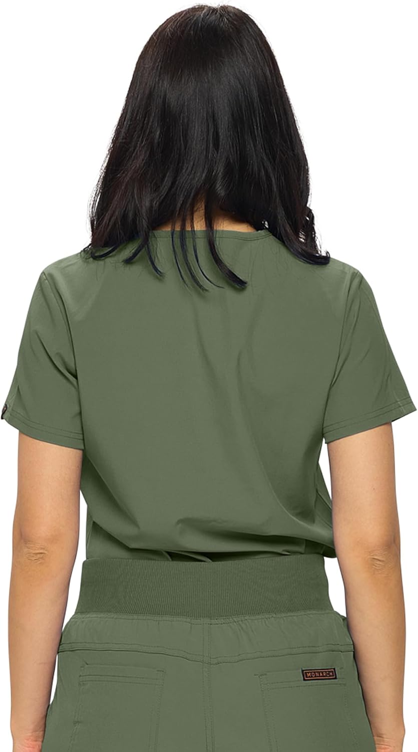 Monarch Uniforms Women's Scrub Top One Pocket Tuck-In Scrub Top - Olive Green
