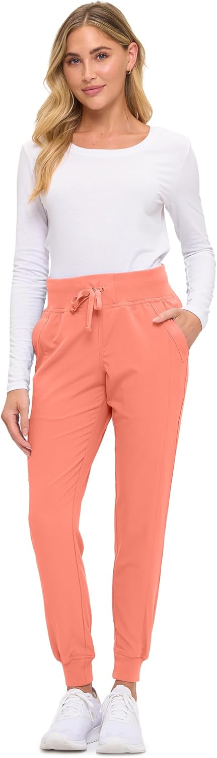 Monarch Uniforms Women's Soft Stretch Jogger Scrub Pants – Ultra Comfortable, Flexible Medical Uniform Pants - Coral