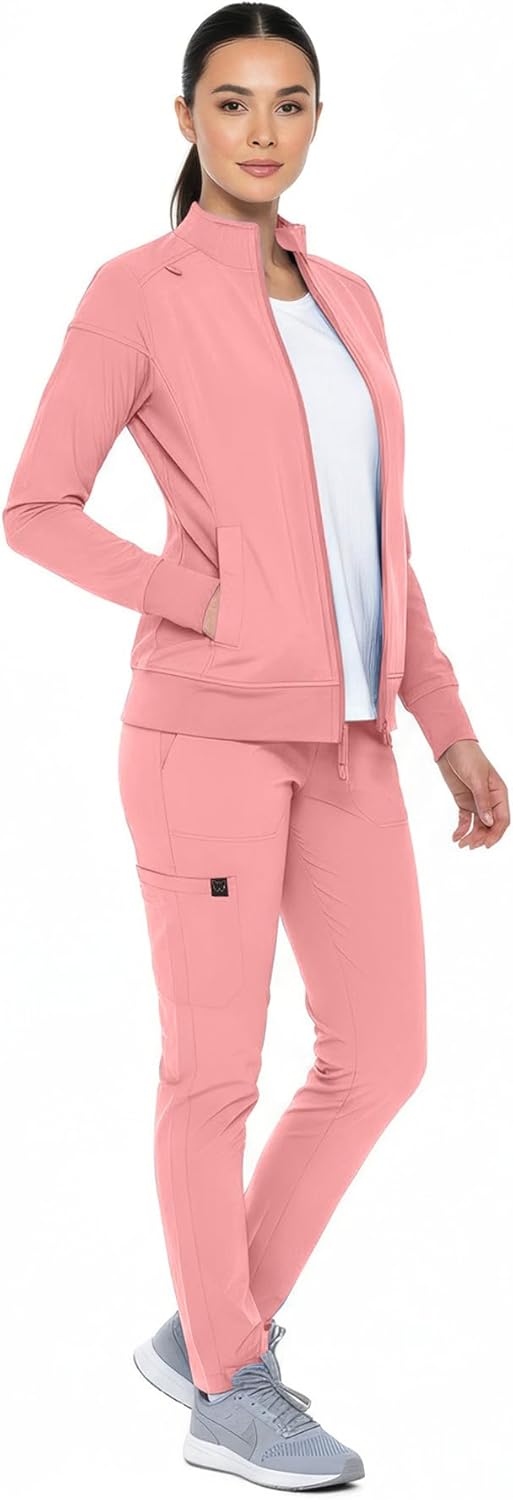 Monarch Uniforms Women's Scrub Jacket Zippered Warm-up Jacket - Mauve