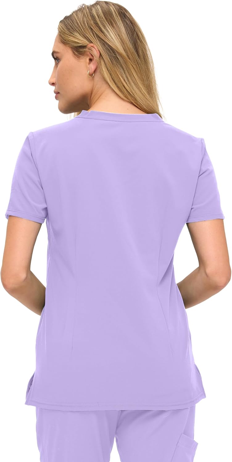Monarch Uniforms Women's Scrub Top – Comfortable Stretch V-Neck Medical Shirt with Pockets - Lavender
