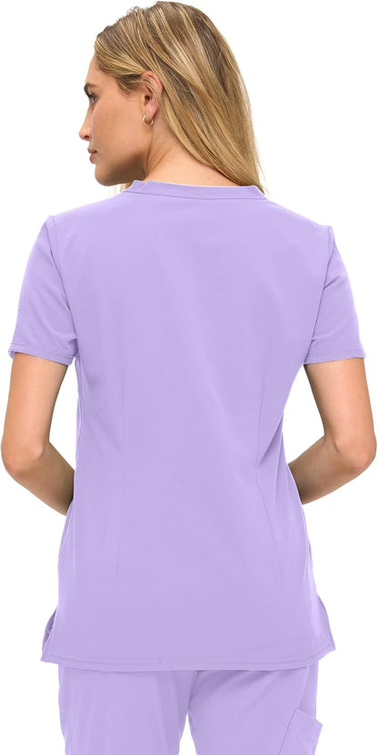 Monarch Uniforms Women's Scrub Top – Comfortable Stretch V-Neck Medical Shirt with Pockets - Lavender