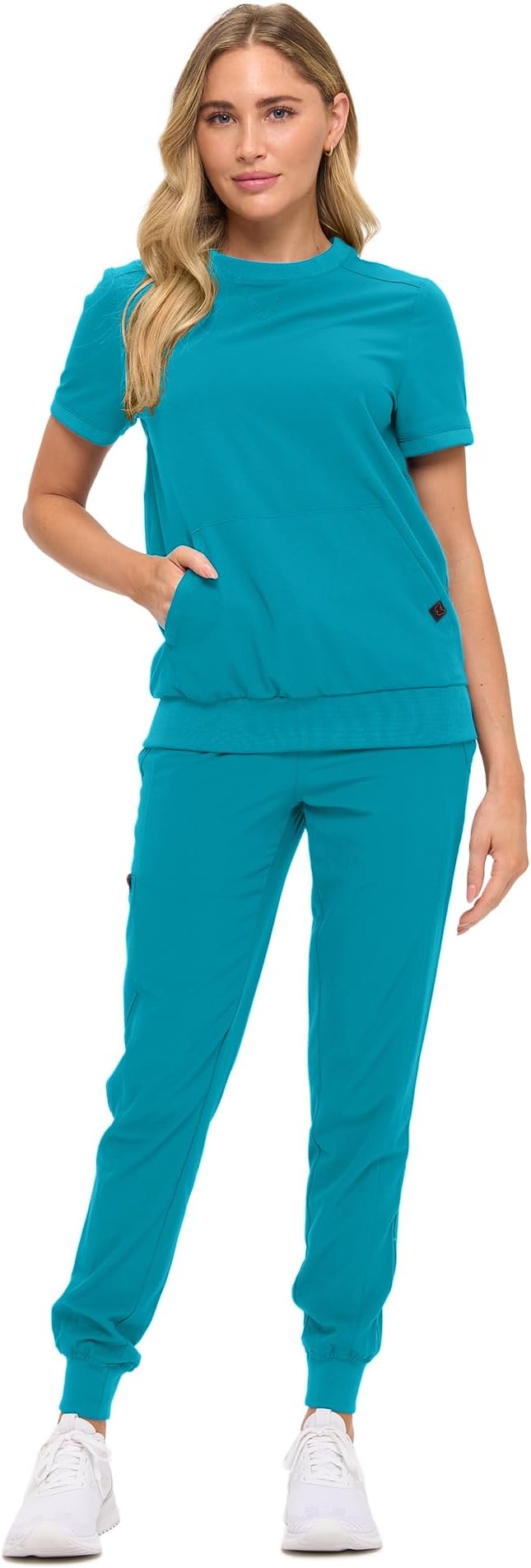 Women’s Scrub Set – Soft Stretch Fabric, Modern Fit Jogger Pants & Crew Neck Top