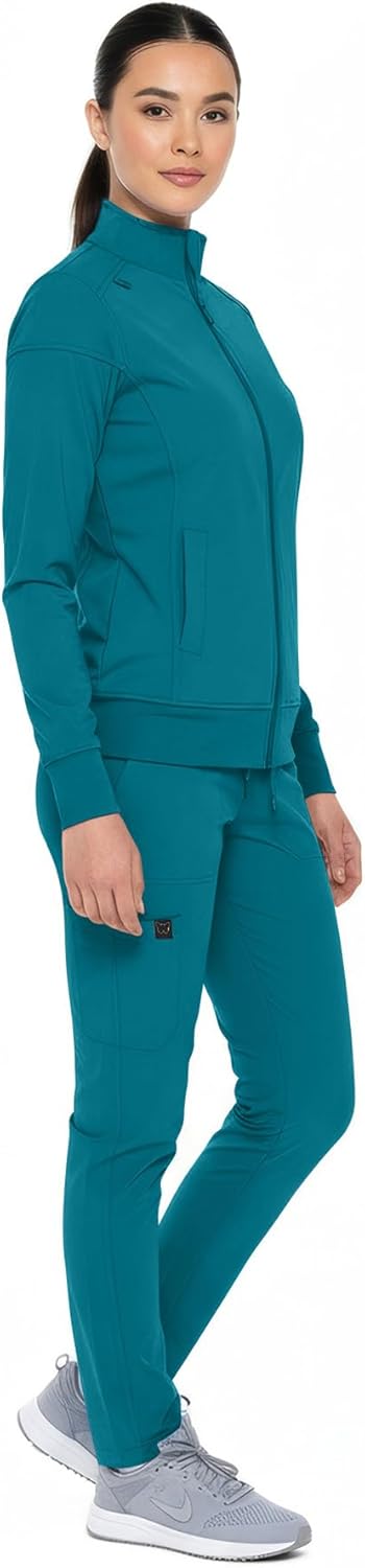 Monarch Uniforms Women's Scrub Jacket Zippered Warm-up Jacket - Caribbean Blue