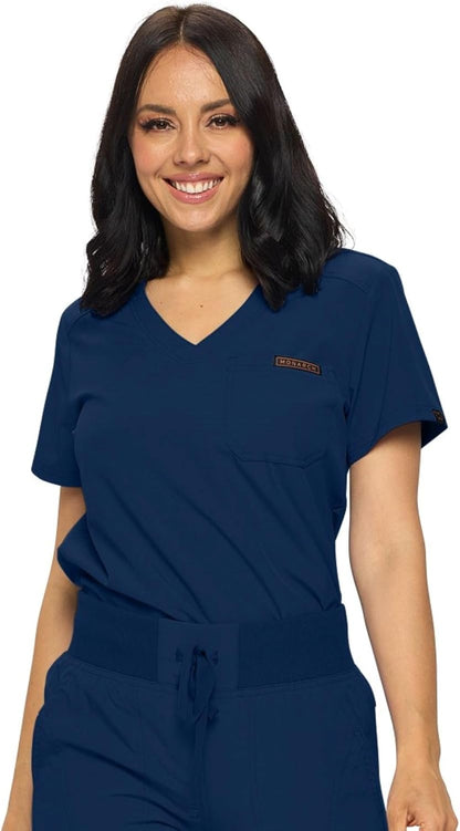 Monarch Uniforms Women's Scrub Top One Pocket Tuck-In Scrub Top - Navy