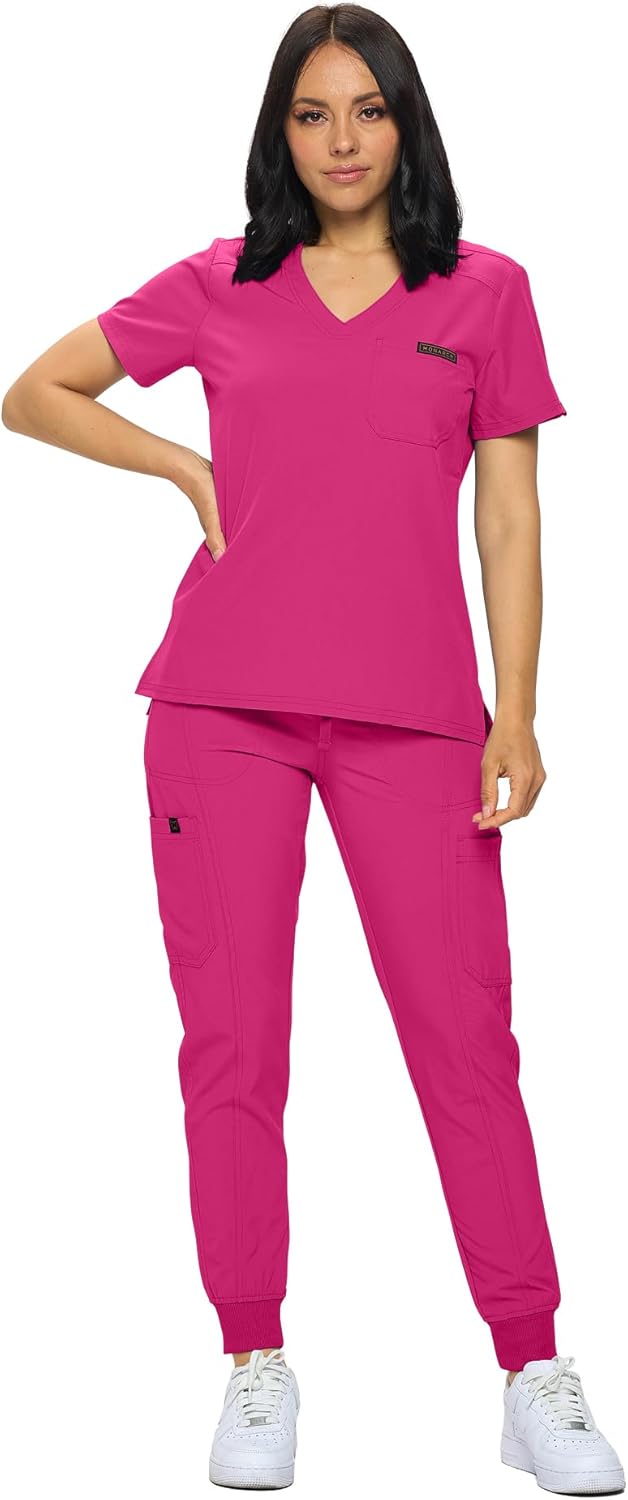 Monarch Uniforms Women's Scrub Top One Pocket Tuck-In Scrub Top - Hot Pink